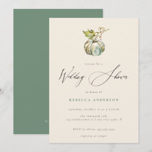 Elegant Calligraphy Fall Pumpkin Wedding Shower Invitation