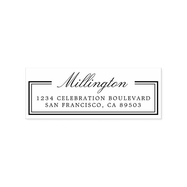 Elegant Calligraphy Family Name Return Address Rubber Stamp (Imprint)