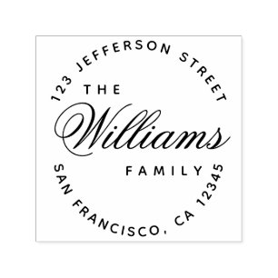 Elegant Calligraphy Family Name Script Address Self-inking Stamp