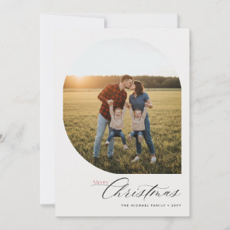 Elegant Calligraphy Family Photo Merry Christmas Holiday Card