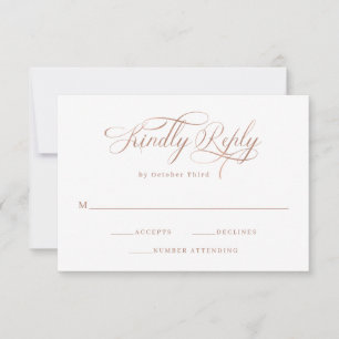Elegant Calligraphy Faux Rose Gold Wedding RSVP Card