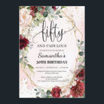 Elegant calligraphy fifty and fabulous 50th invitation<br><div class="desc">Elegant calligraphy fifty and fabulous 50th birthday invitation,  Contact me for matching items or for customization,  Blush Roses ©</div>