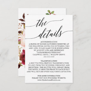 Elegant Calligraphy   Floral Back Details Card