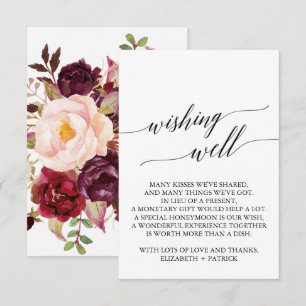 Elegant Calligraphy   Floral Wedding Wishing Well Enclosure Card