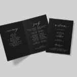 Elegant calligraphy folded wedding party black program<br><div class="desc">Modern simple minimalist typography trendy black and white folded ceremony and party wedding program template featuring a chic trendy white calligraphy script.              Easy to personalize with your text on the front and inside!</div>