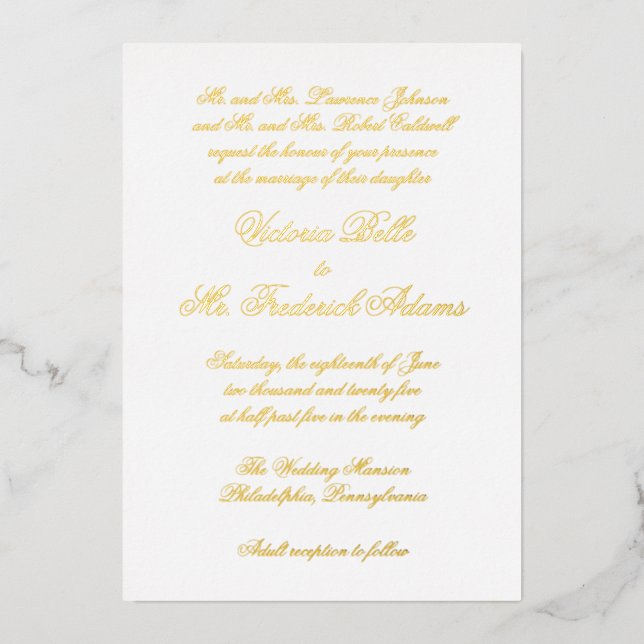 Elegant Calligraphy Formal Wedding Gold (Front)