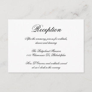 Elegant Calligraphy Formal Wedding Reception Enclosure Card