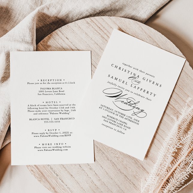 Elegant Calligraphy Front & Back Wedding  Invitation (Creator Uploaded)