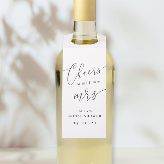 Elegant Calligraphy Future Mrs. Bridal Shower Bottle Tag (Creator Uploaded)