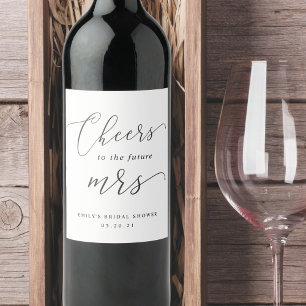 Elegant Calligraphy Future Mrs. Bridal Shower Gift Wine Label