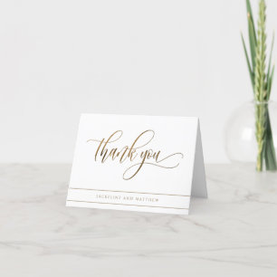 Elegant Calligraphy, Gold and White, Wedding Thank You Card