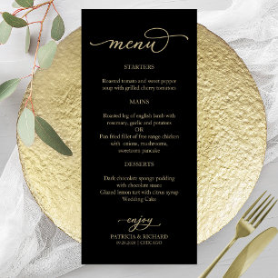 Elegant Calligraphy Gold Black Menu