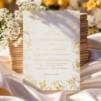 Elegant Calligraphy Gold Floral Garden Wedding