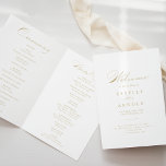 Elegant Calligraphy Gold Folded Wedding Program<br><div class="desc">This elegant calligraphy gold folded wedding program is perfect for a rustic wedding. The simple and stylish design features classic and fancy script typography in gold. Include a quote or short message,  order of service,  wedding party and thank you message.</div>