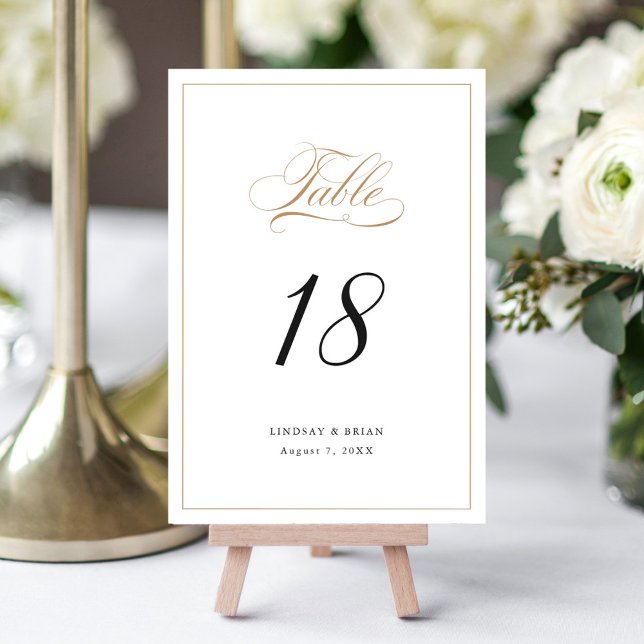 Elegant Calligraphy Gold Script Modern Wedding Table Number (Creator Uploaded)