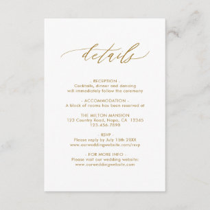 Elegant Calligraphy Gold Wedding Details QR Code  Enclosure Card