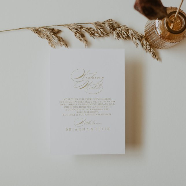 Elegant Calligraphy Gold Wedding Wishing Well   Enclosure Card (Creator Uploaded)