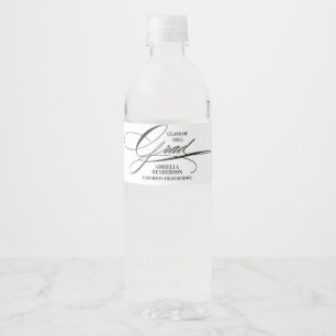 Elegant Calligraphy Grad  Water Bottle Label