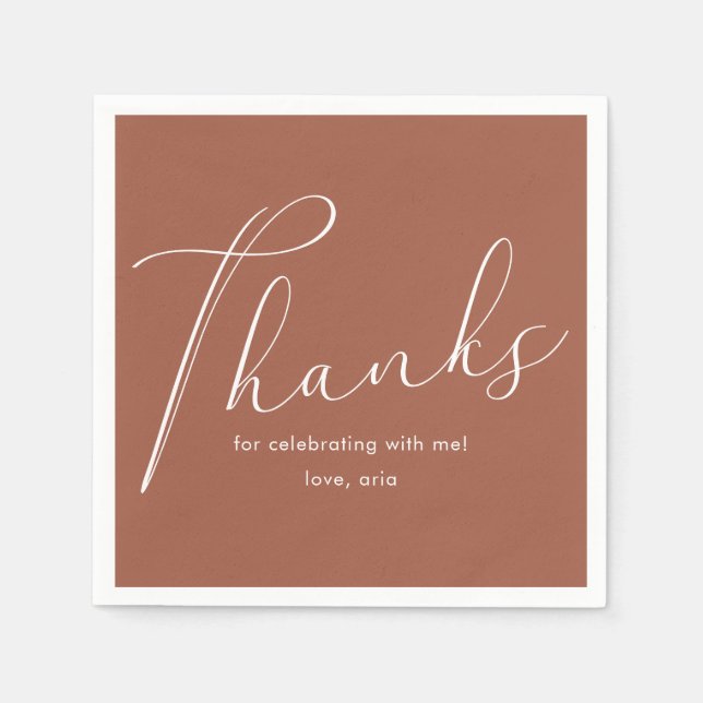 Elegant Calligraphy Graduation Party Thank You Napkin (Front)