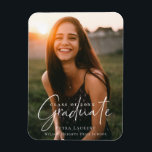 Elegant Calligraphy Graduation Photo Magnet<br><div class="desc">Elegant white calligraphy photo overlay,  personalized graduation photo magnet.</div>