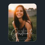 Elegant Calligraphy Graduation Photo Magnet<br><div class="desc">Elegant white calligraphy photo overlay,  personalized graduation photo magnet.</div>
