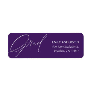 Elegant Calligraphy Graduation Purple Address