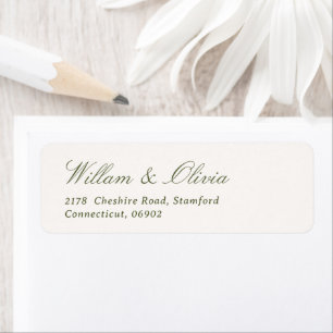 Elegant Calligraphy Green Wedding Return Address