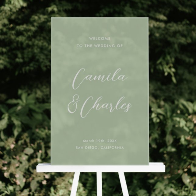 Elegant Calligraphy Green Wedding Welcome  (Créateur téléchargé)
