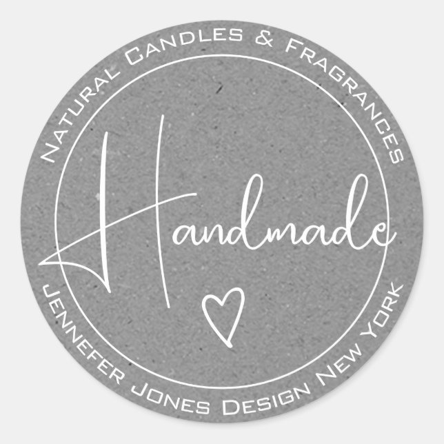 Elegant Calligraphy Grey Paper Handmade Labels (Front)