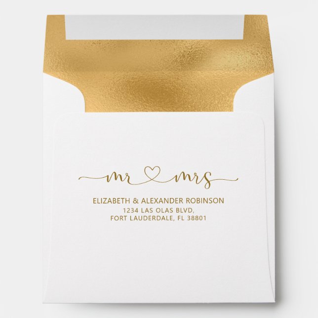 Elegant Calligraphy Heart Script Wedding Envelope (Back (Bottom))
