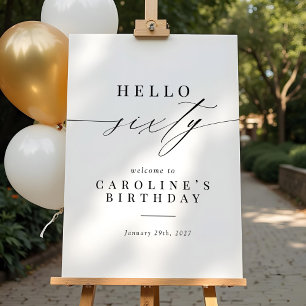 Elegant Calligraphy Hello 60 Birthday Welcome Sign