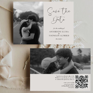Elegant Calligraphy Horizontal 2 Photos Wedding Save The Date