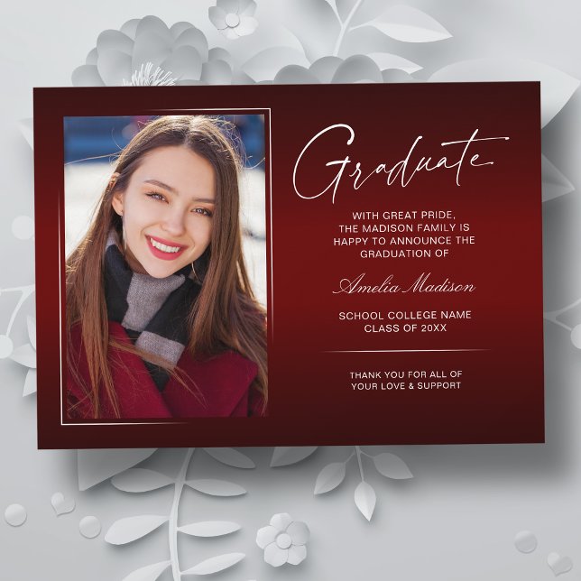 Elegant Calligraphy Ink Script Modern Grad Photo Announcement (Creator Uploaded)
