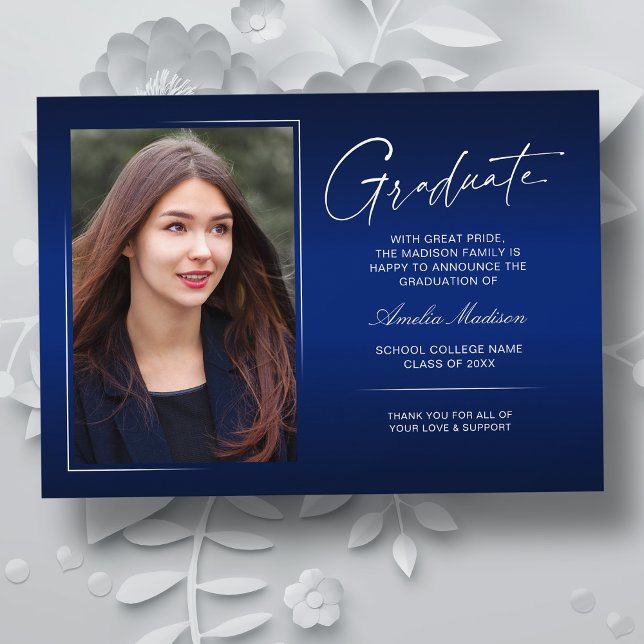 Elegant Calligraphy Ink Script Modern Grad Photo Announcement (Creator Uploaded)