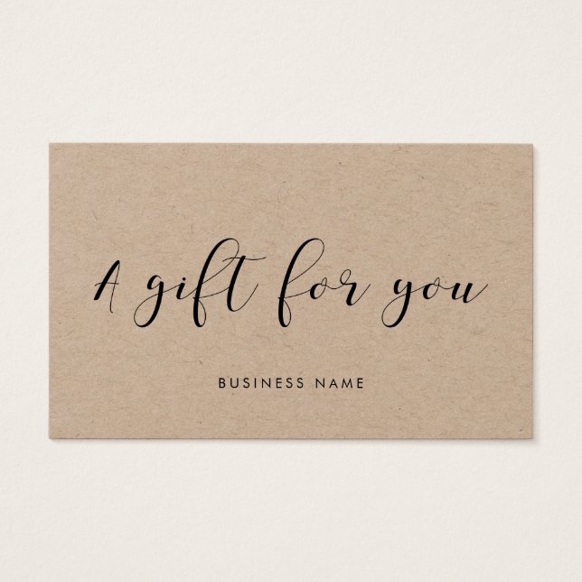 Elegant calligraphy kraft paper gift certificate (Front)