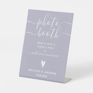 Elegant Calligraphy Lavender Wedding Photobooth Pedestal Sign