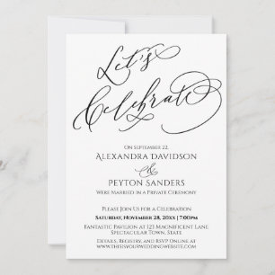 Elegant Calligraphy Let's Celebrate Black & White Invitation