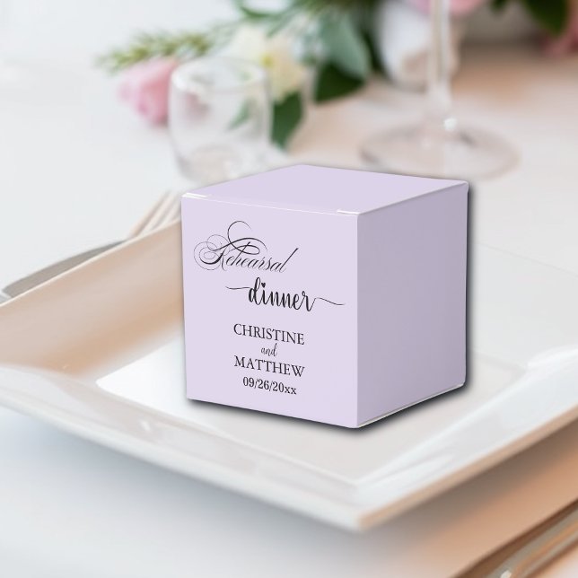 Elegant Calligraphy Light Purple Rehearsal Dinner Favor Box (Creator Uploaded)