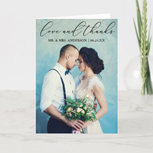 Elegant Calligraphy Love Thanks Photo Fold Thank You Card