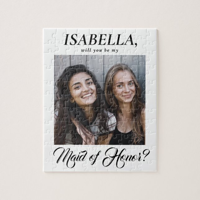 Elegant Calligraphy Maid of Honour Proposal Photo Jigsaw Puzzle (Vertical)