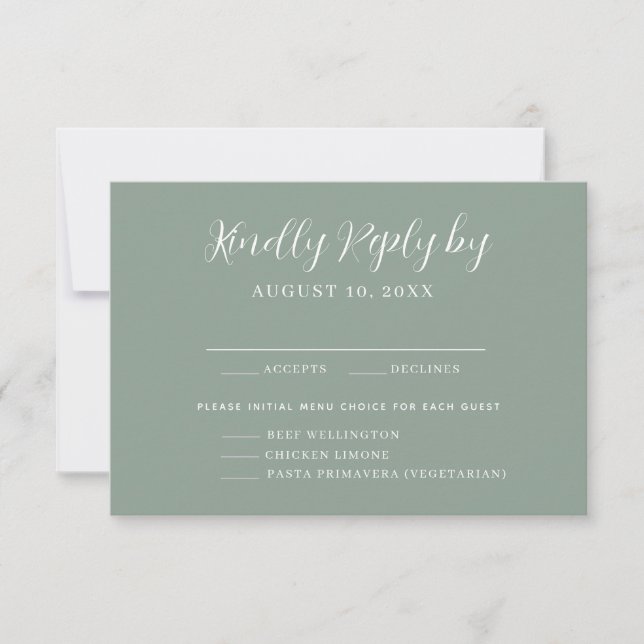 Elegant Calligraphy Menu Choice RSVP Card (Front)