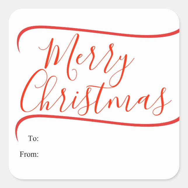 Elegant Calligraphy Merry Christmas Gift Square Sticker (Front)