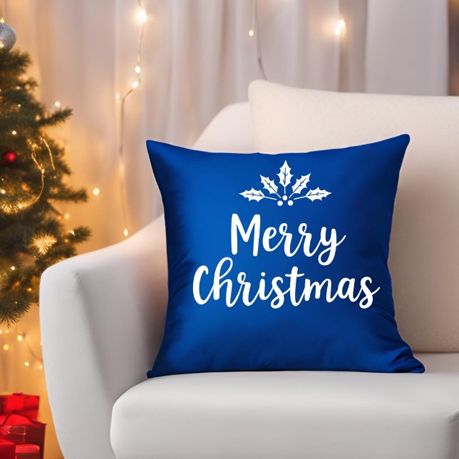 Elegant Calligraphy Merry Christmas Script Family  Throw Pillow (Creator Uploaded)