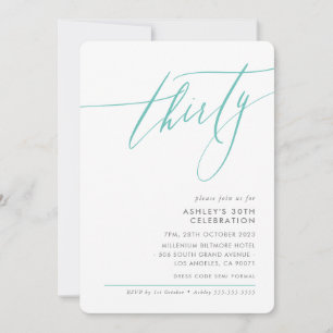 ELEGANT Calligraphy minimal 30th party mint Invitation