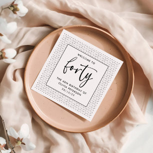 Elegant Calligraphy Minimalist 40th Birthday Party Napkin