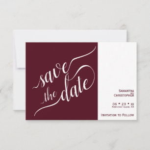 Elegant Calligraphy Minimalist Burgundy Wedding Save The Date