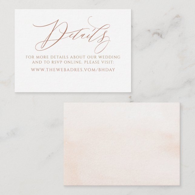 Elegant Calligraphy Minimalist Wedding Information Enclosure Card (Front/Back)