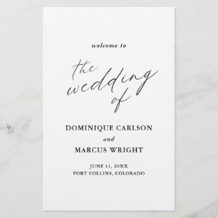 Elegant Calligraphy Modern Budget Wedding Program