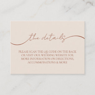 Elegant Calligraphy Modern QR Code Wedding Details Enclosure Card