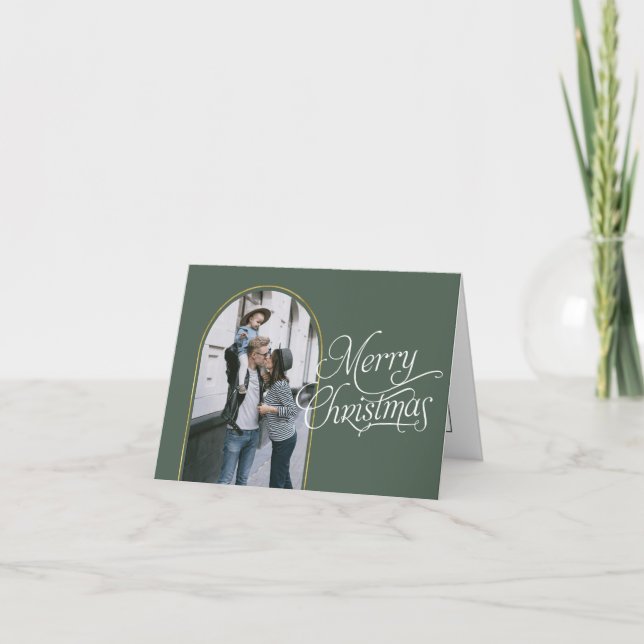 Elegant calligraphy modern simple christmas photo  holiday card (Front)